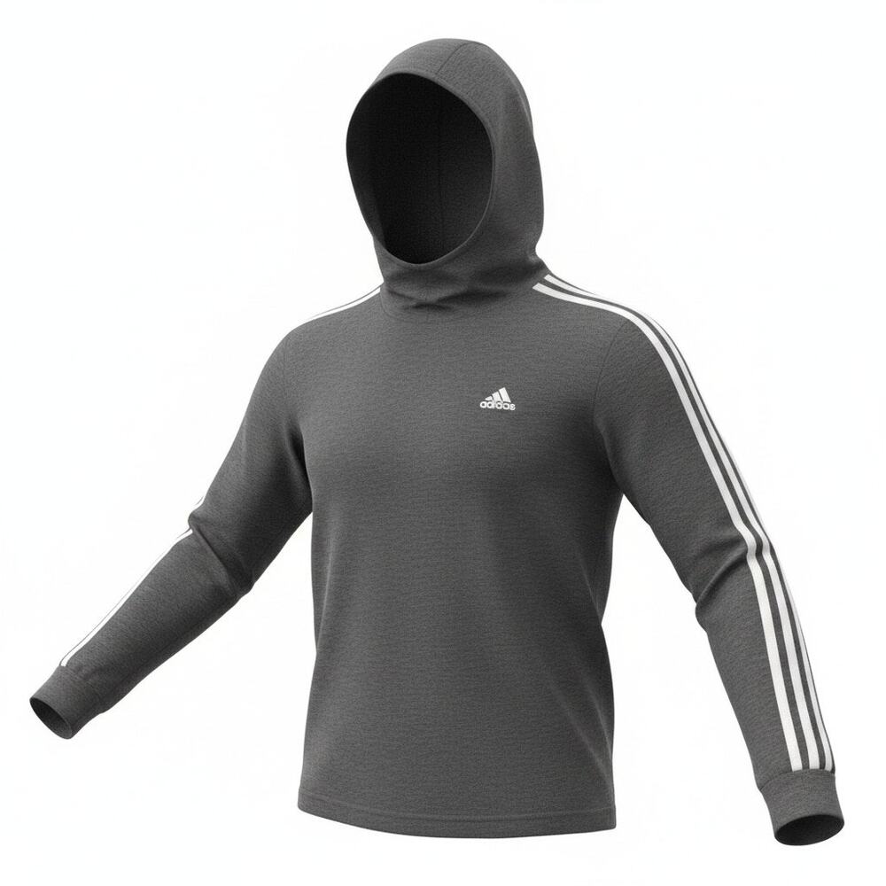 Adidas Essentials 3-Stripes Pullover Hoodie Grey Sz S